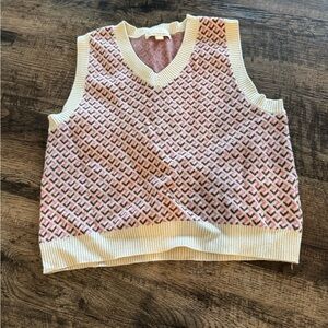 Sage & Oak Pink Cream Knit Sweater Vest